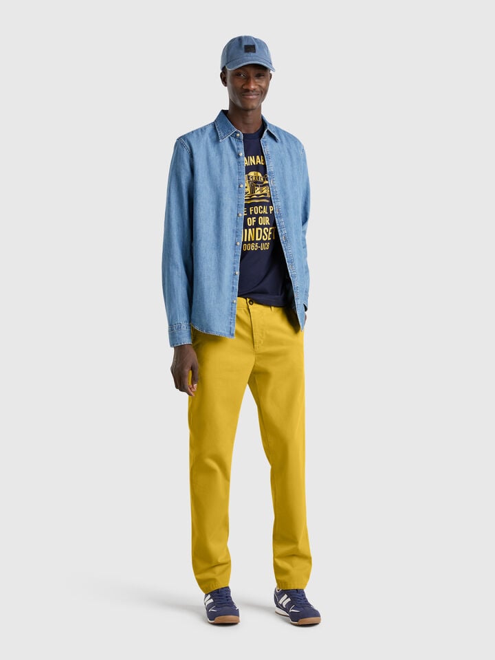 Benetton Mustard Slim Fit Chinos Mustard