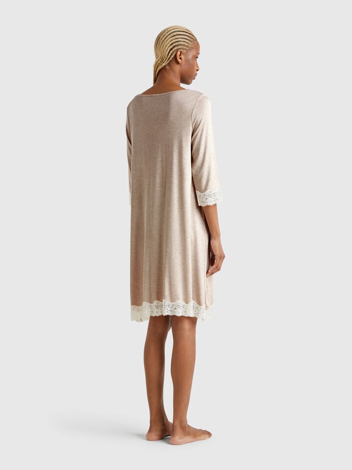 Benetton Nightshirt With Lace Details Beige