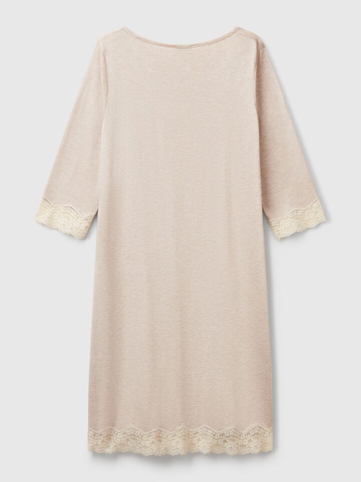 Benetton Nightshirt With Lace Details Beige