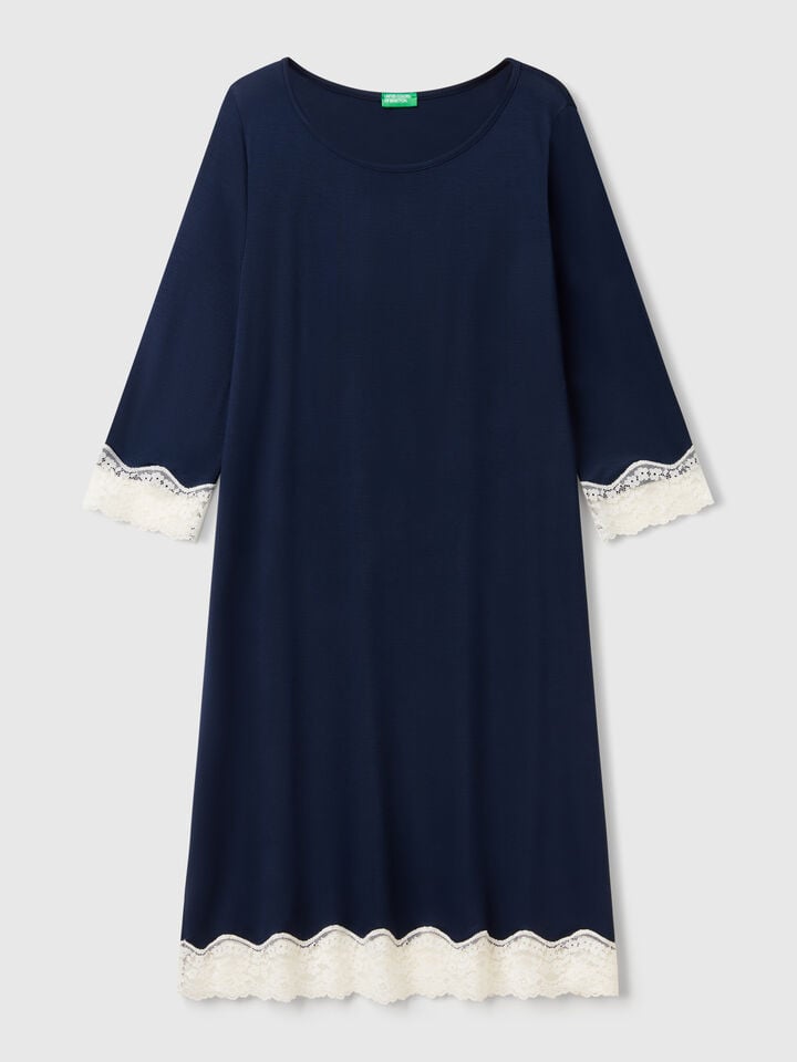 Benetton Nightshirt With Lace Details Dark Blue