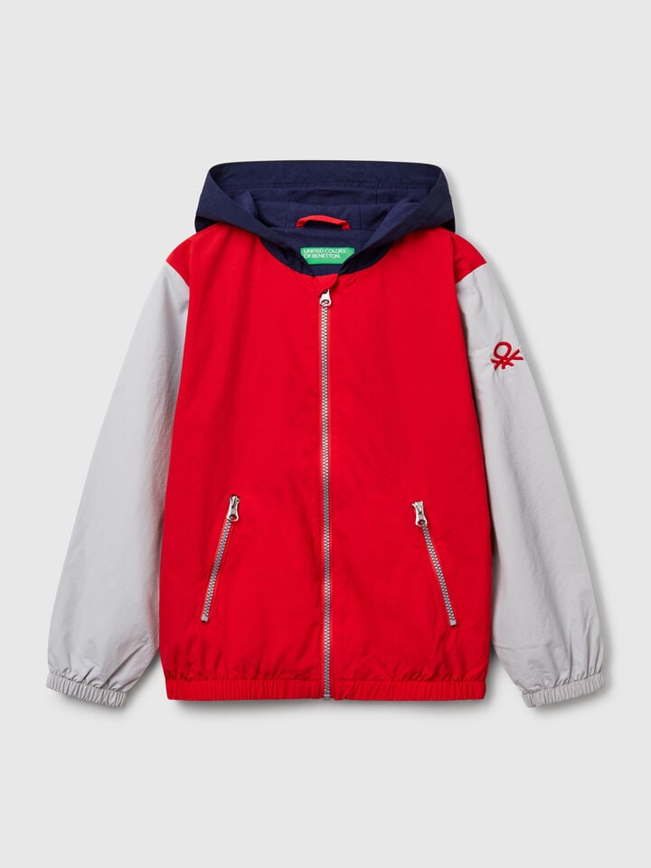 benetton Nylon jacket with hood Red