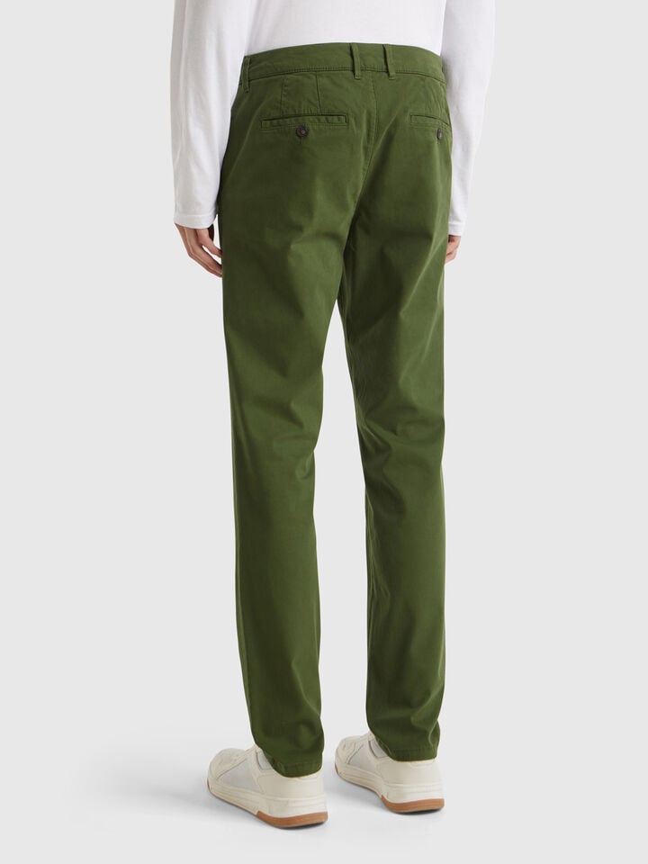 Benetton Olive Green Slim Fit Chinos Olive Green