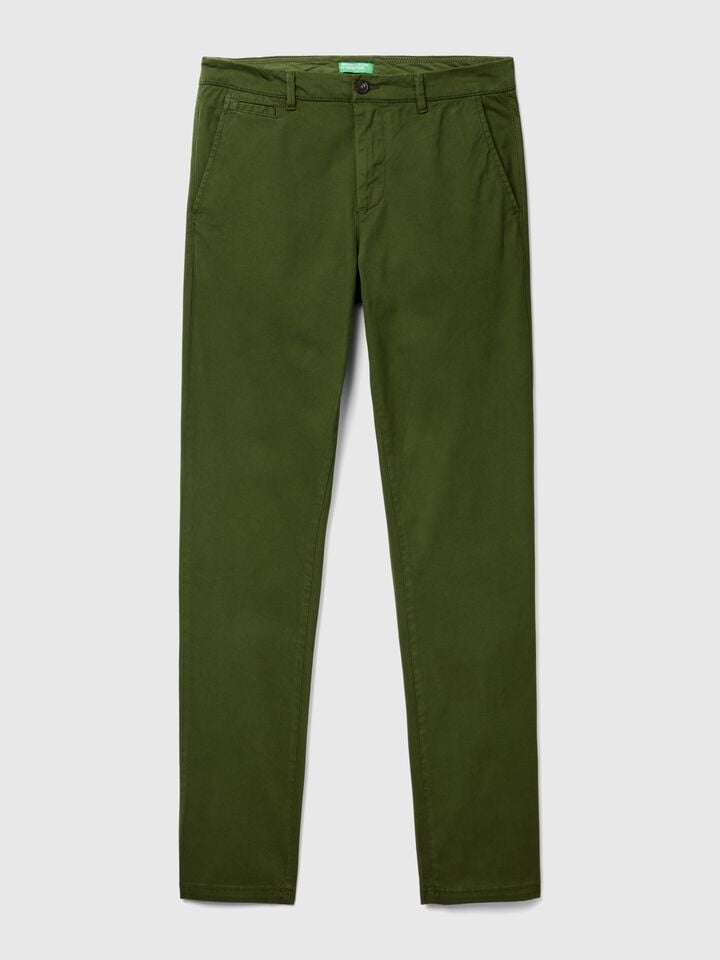 Benetton Olive Green Slim Fit Chinos Olive Green