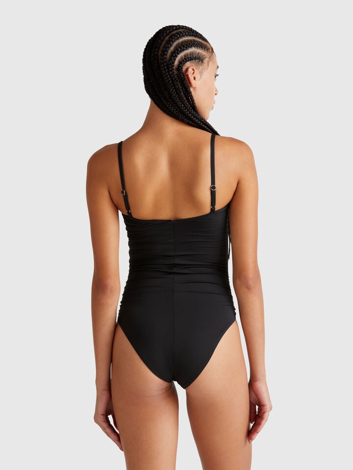 Benetton One-piece Swimsuit With Draping Black
