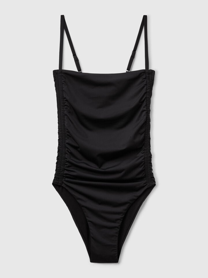 Benetton One-piece Swimsuit With Draping Black