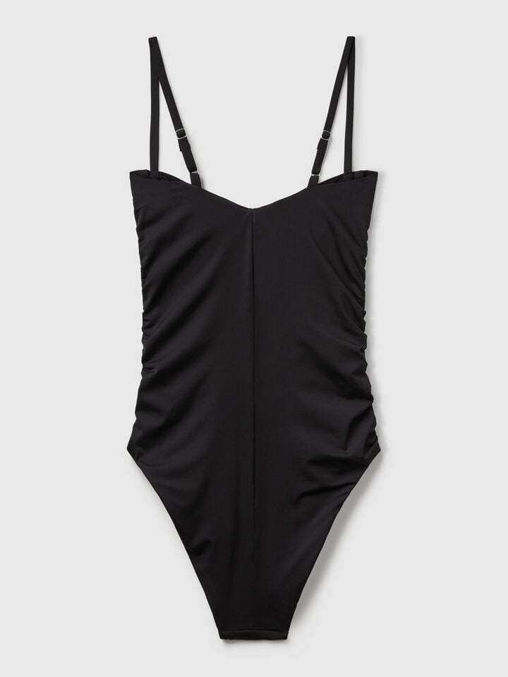 Benetton One-piece Swimsuit With Draping Black