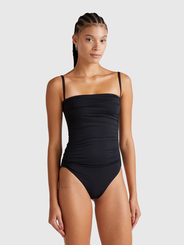 benetton One-piece swimsuit with draping Black