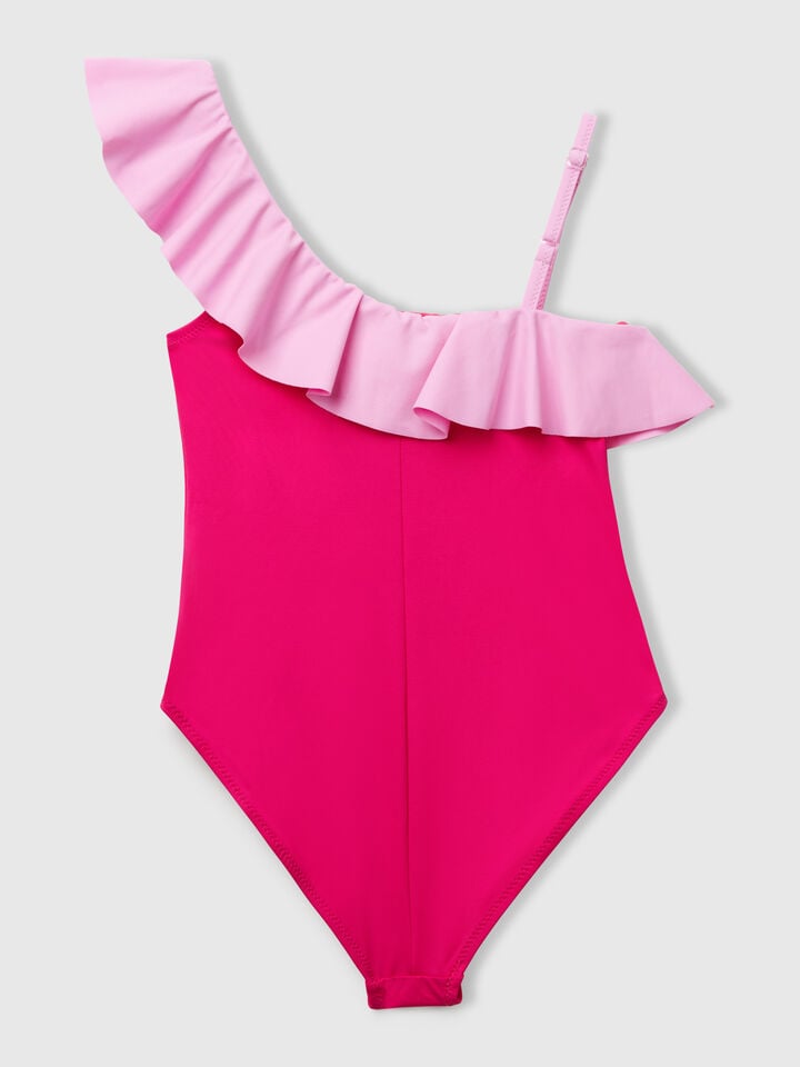Benetton One-piece Swimsuit With Trim Fuchsia