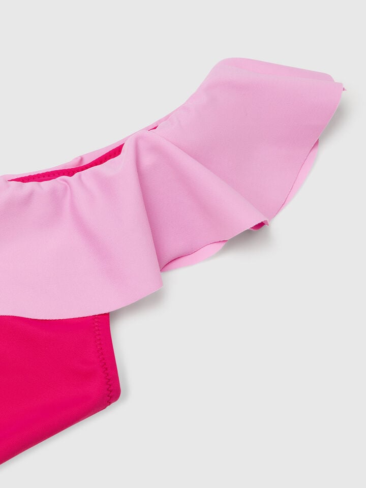 Benetton One-piece Swimsuit With Trim Fuchsia