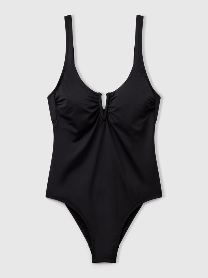 Benetton One-piece Swimsuit With V Detail Black
