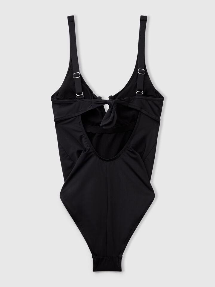 Benetton One-piece Swimsuit With V Detail Black