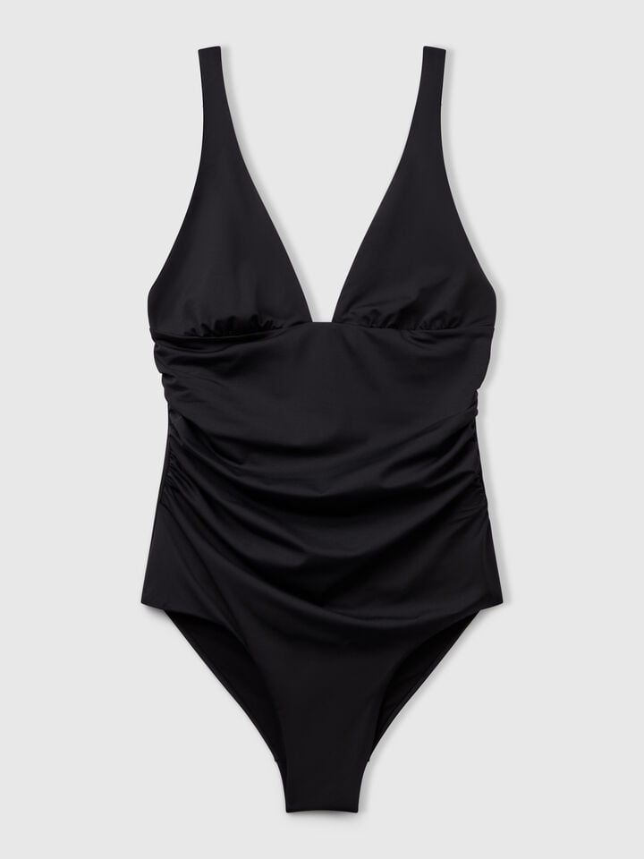 Benetton One-piece V-neck Swimsuit Black