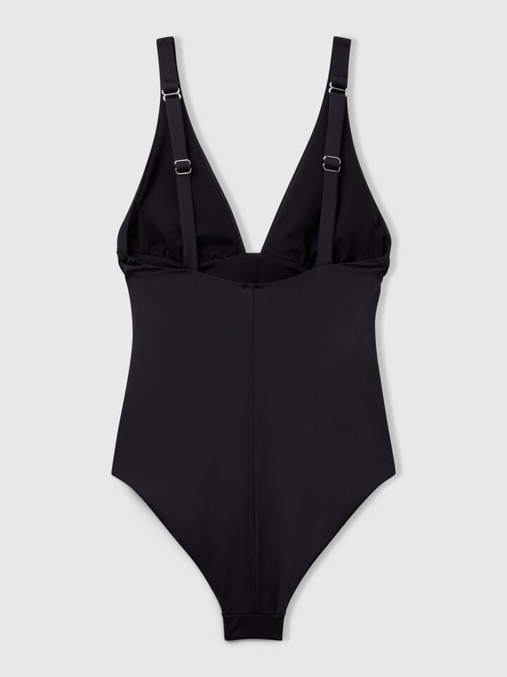 Benetton One-piece V-neck Swimsuit Black