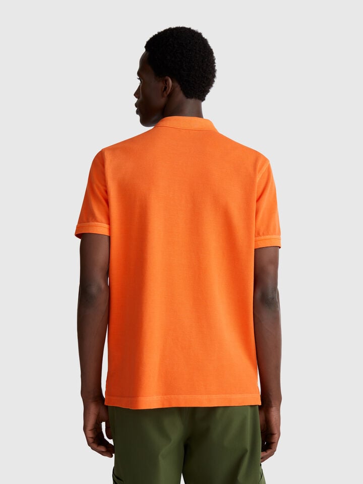 Benetton Orange Regular Fit Polo Orange