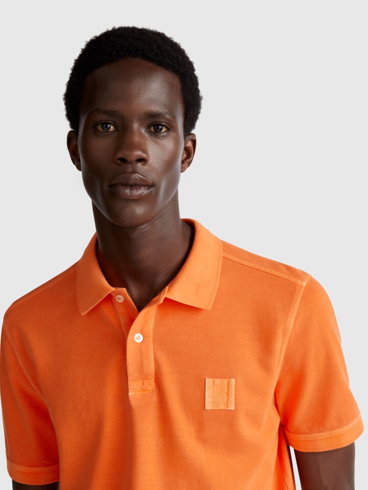 Benetton Orange Regular Fit Polo Orange