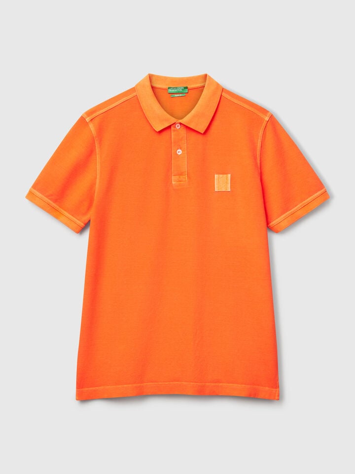 Benetton Orange Regular Fit Polo Orange