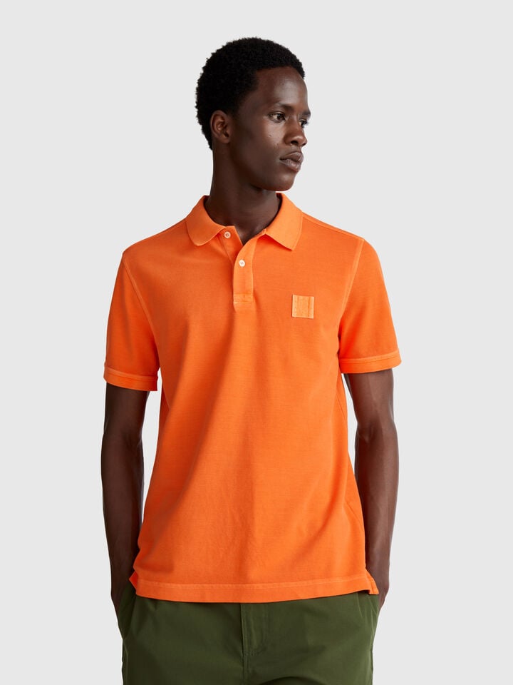 benetton Orange regular fit polo Orange