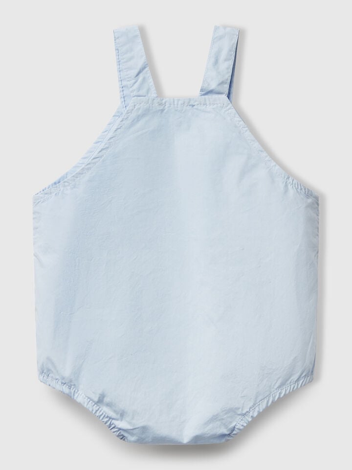 Benetton Overall Onesie In 100% Cotton Sky Blue