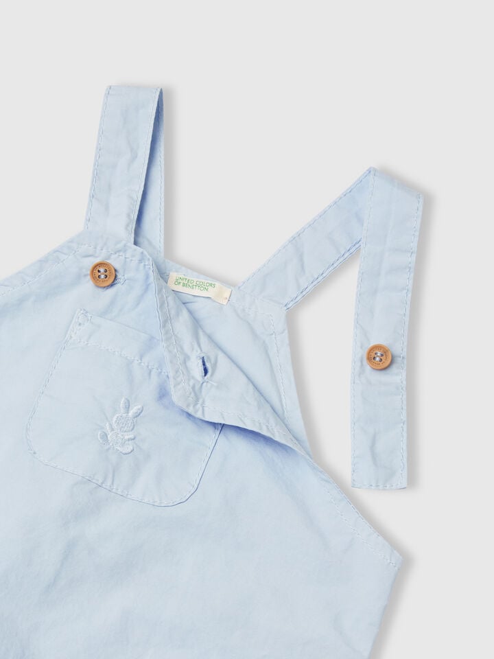 Benetton Overall Onesie In 100% Cotton Sky Blue