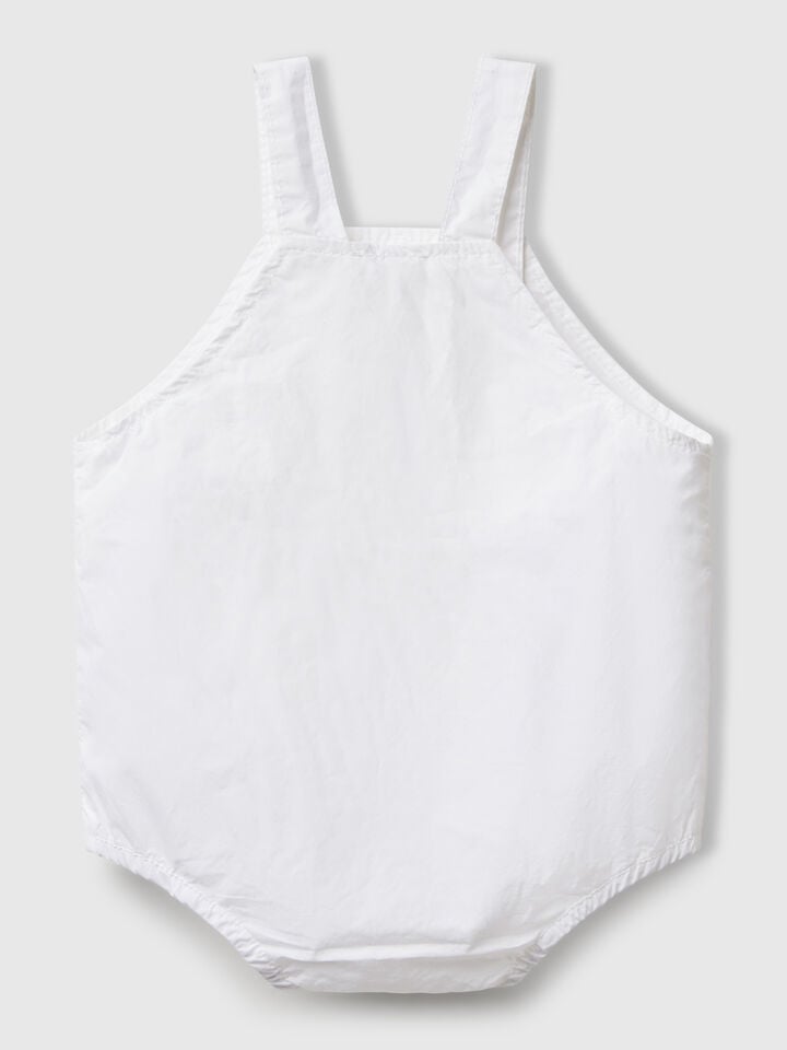 Benetton Overall Onesie In 100% Cotton White