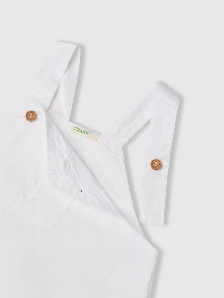 Benetton Overall Onesie In 100% Cotton White