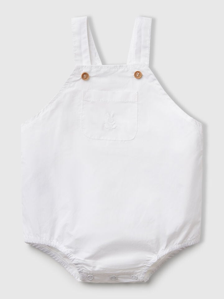 Benetton Overall Onesie In 100% Cotton White