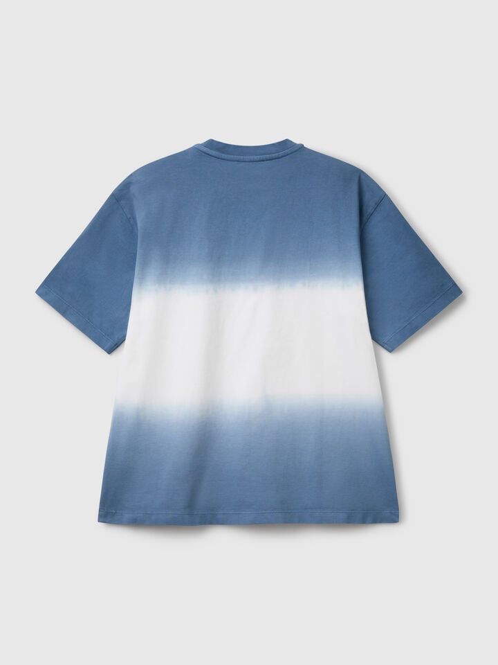 Benetton Oversized Fit Dip-dye T-shirt Blue