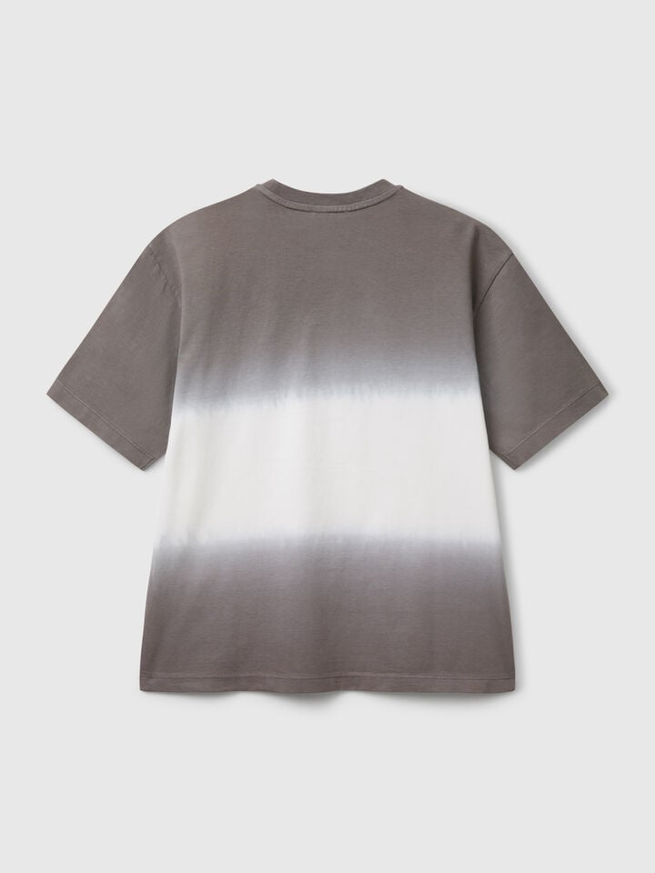 Benetton Oversized Fit Dip-dye T-shirt Light Gray