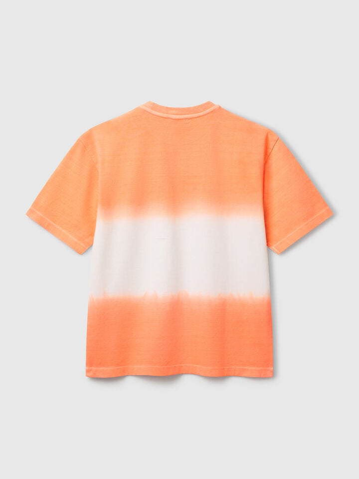 Benetton Oversized Fit Dip-dye T-shirt Orange