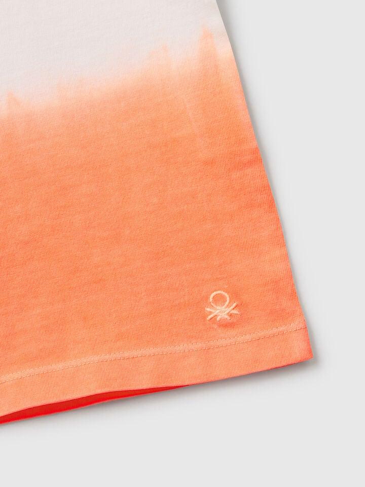 Benetton Oversized Fit Dip-dye T-shirt Orange