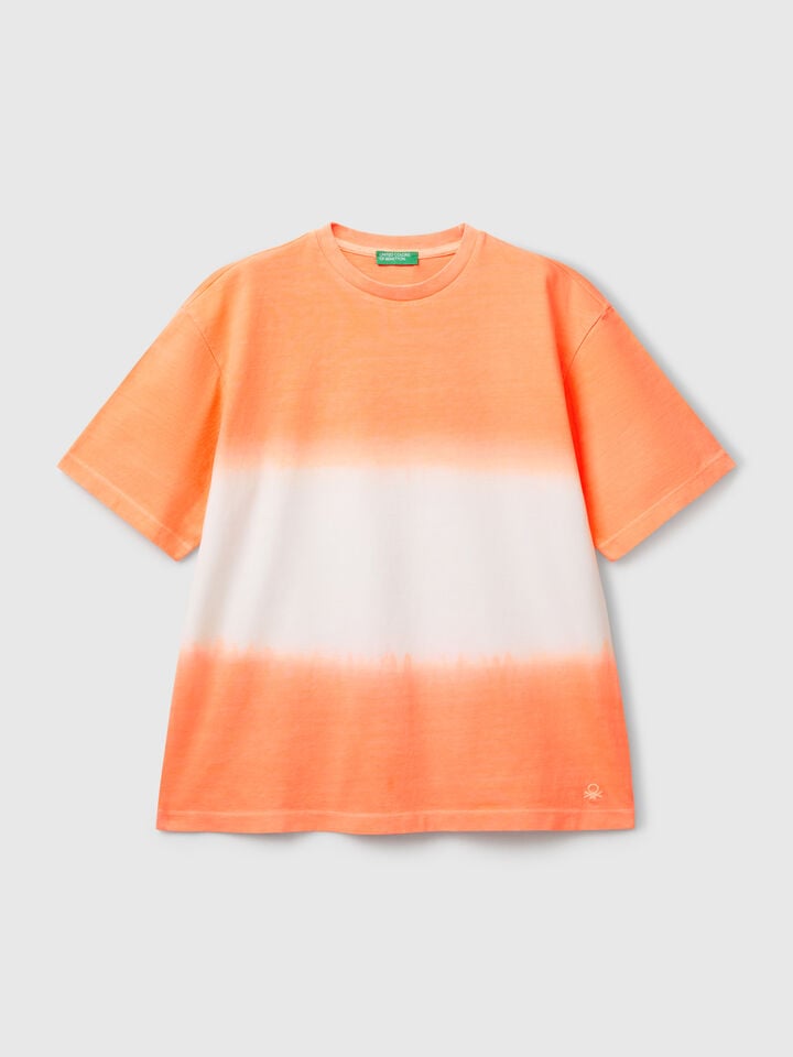 benetton Oversized fit dip-dye t-shirt Orange
