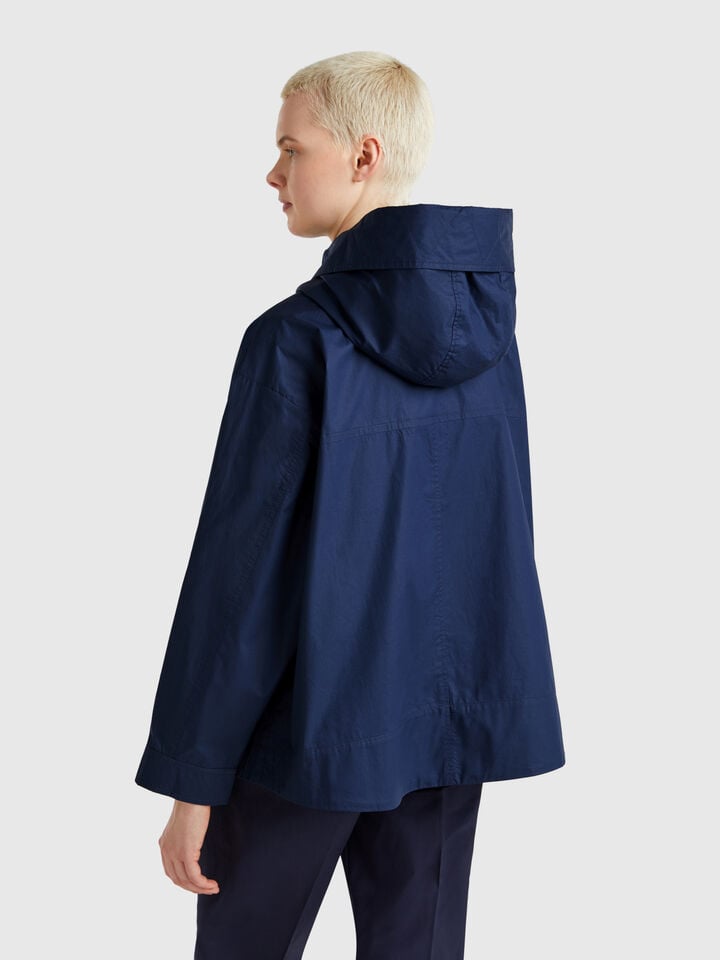 Benetton Oversized Fit Nylon Jacket Dark Blue