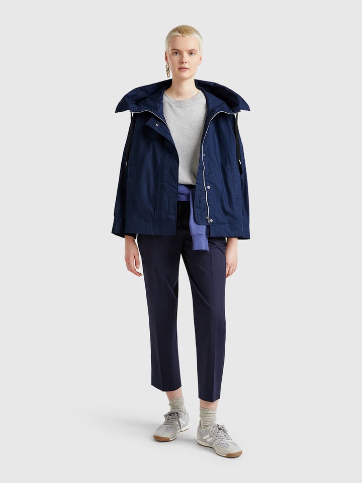 Benetton Oversized Fit Nylon Jacket Dark Blue