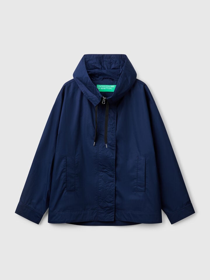 Benetton Oversized Fit Nylon Jacket Dark Blue