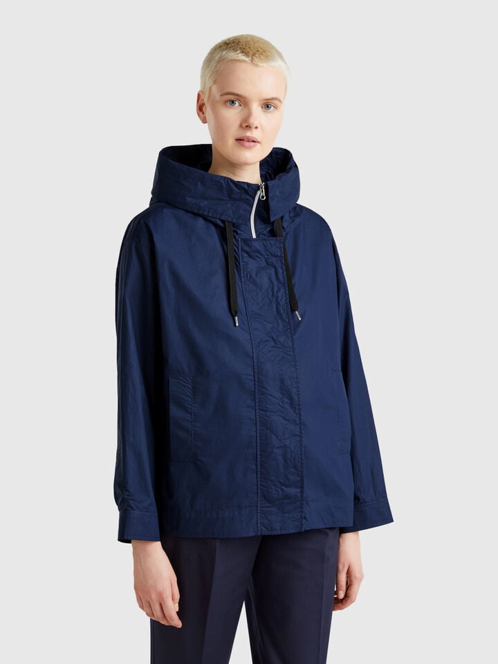benetton Oversized fit nylon jacket Dark Blue
