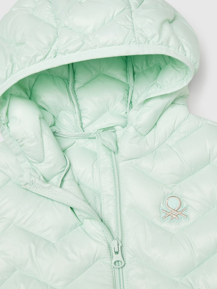 Benetton Padded Jacket With Hood Aqua
