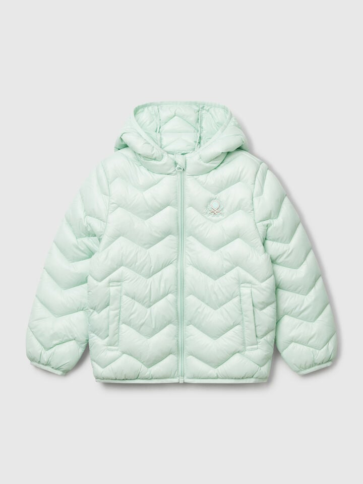 Benetton Padded Jacket With Hood Aqua