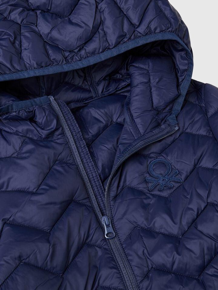 Benetton Padded Jacket With Hood Dark Blue