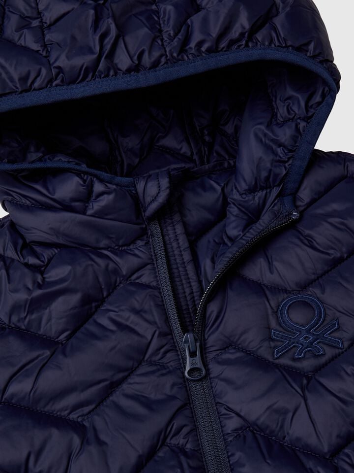 Benetton Padded Jacket With Hood Dark Blue