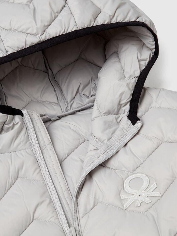 Benetton Padded Jacket With Hood Gray