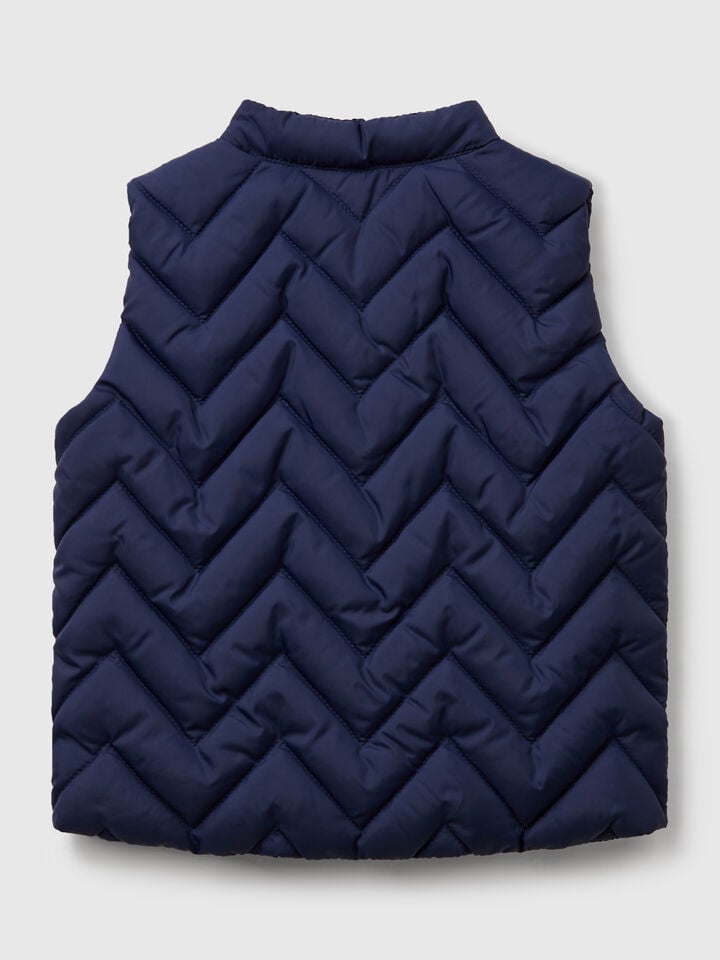 Benetton Padded Vest In Technical Fabric Blue