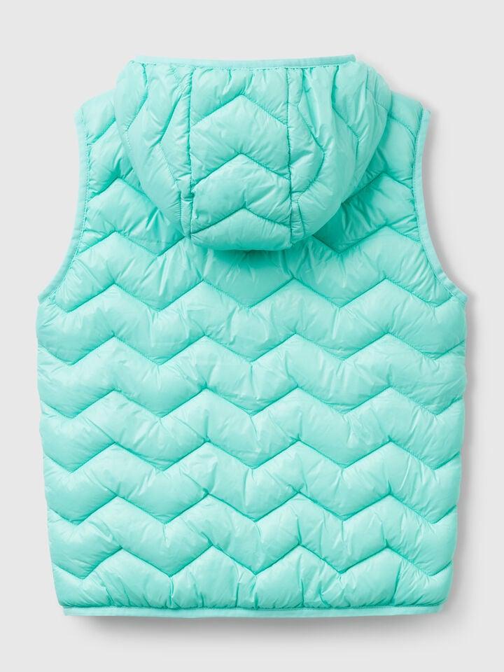 Benetton Padded Vest With Hood Aqua