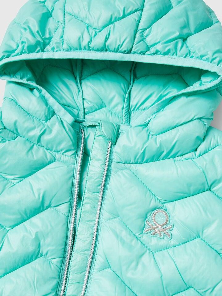Benetton Padded Vest With Hood Aqua