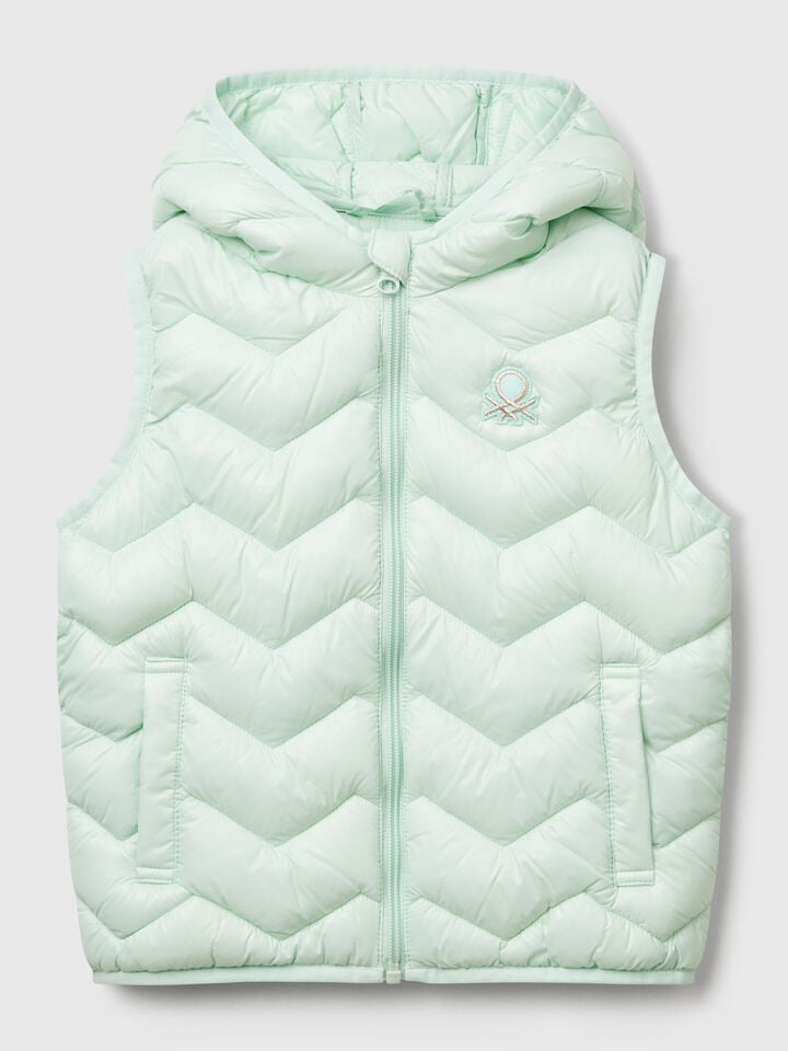 benetton Padded vest with hood Aqua
