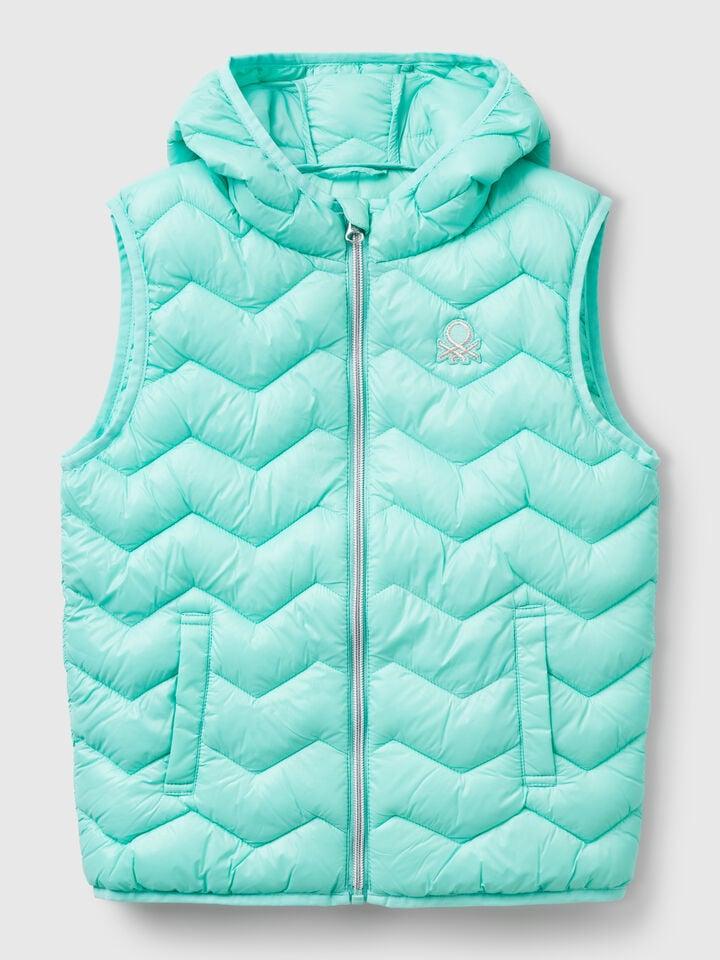 benetton Padded vest with hood Aqua