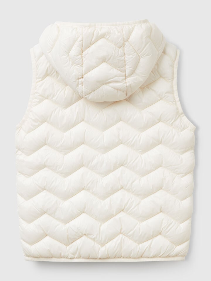 Benetton Padded Vest With Hood Creamy White
