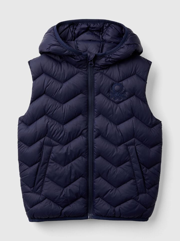 Benetton Padded Vest With Hood Dark Blue