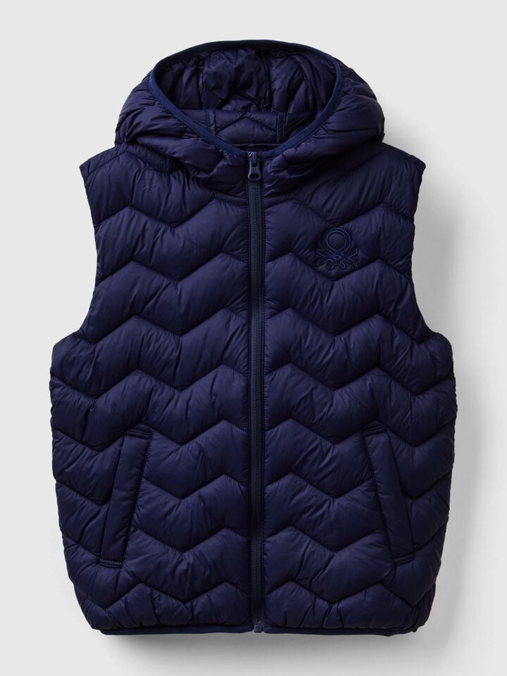 benetton Padded vest with hood Dark Blue