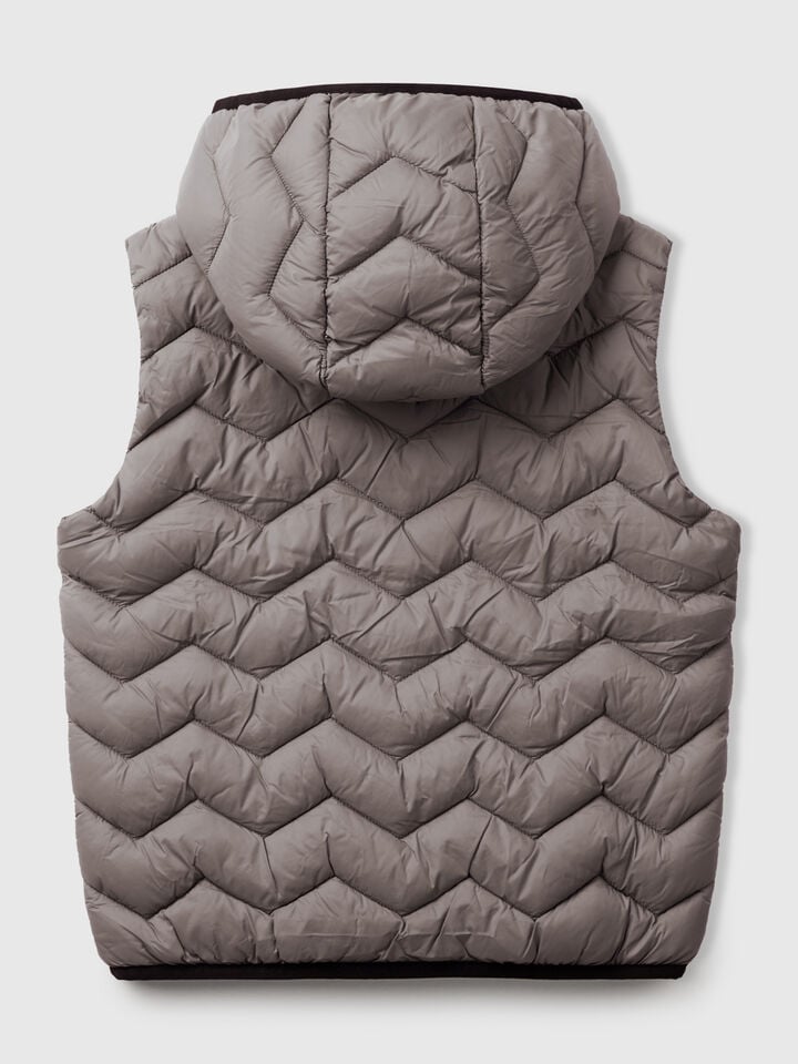 Benetton Padded Vest With Hood Dark Gray