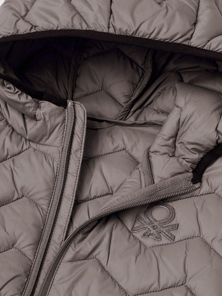 Benetton Padded Vest With Hood Dark Gray